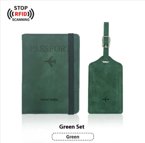 PU Leather Passport Cover & Luggage Tag Set