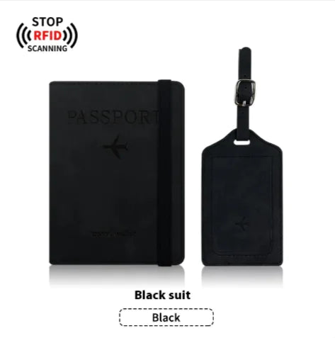 PU Leather Passport Cover & Luggage Tag Set