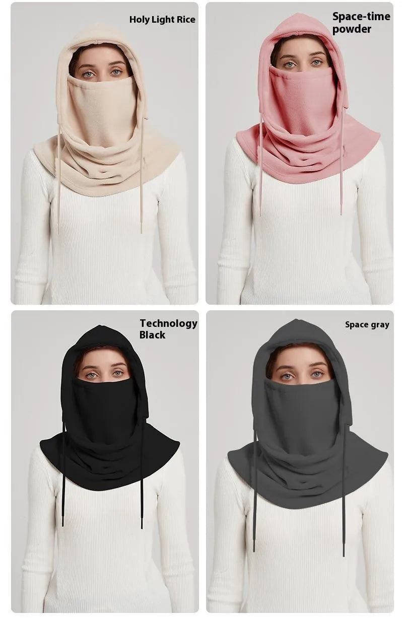 Women's Winter Scarf Mask with Integrated Hoodie