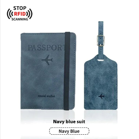 PU Leather Passport Cover & Luggage Tag Set