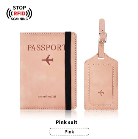 PU Leather Passport Cover & Luggage Tag Set