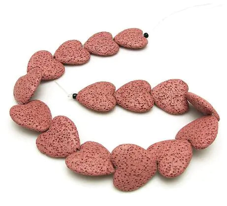 Colorful Heart-Shaped Volcanic Rock Bracelet