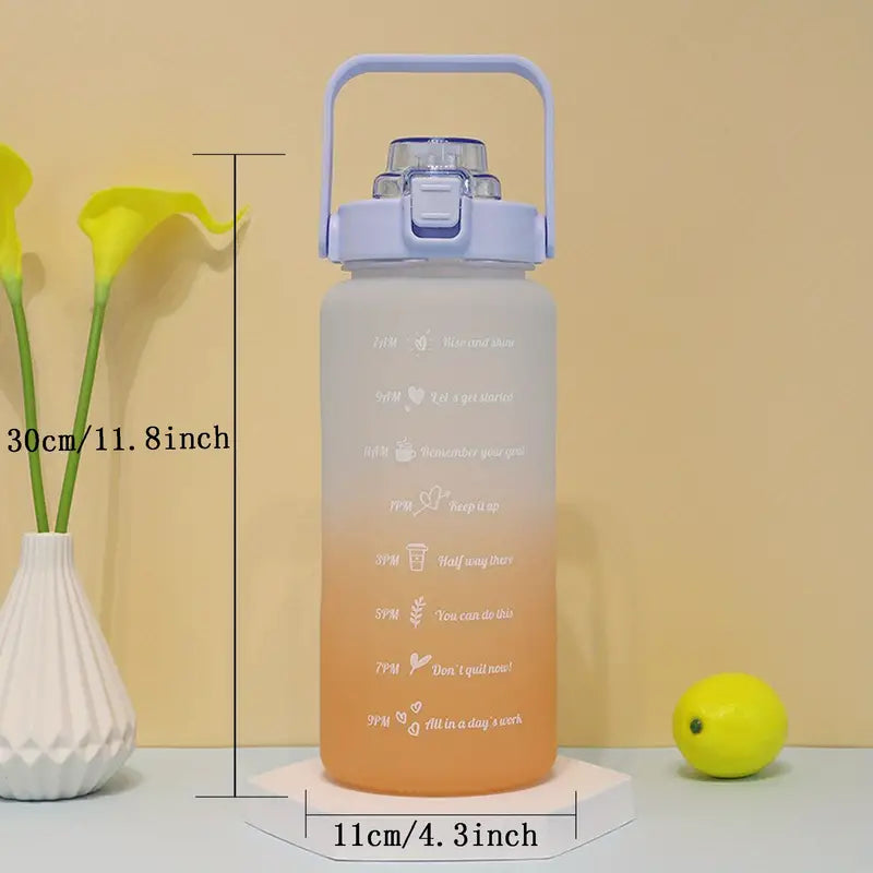 Motivational 2L Water Bottle with Straw and Time Markings