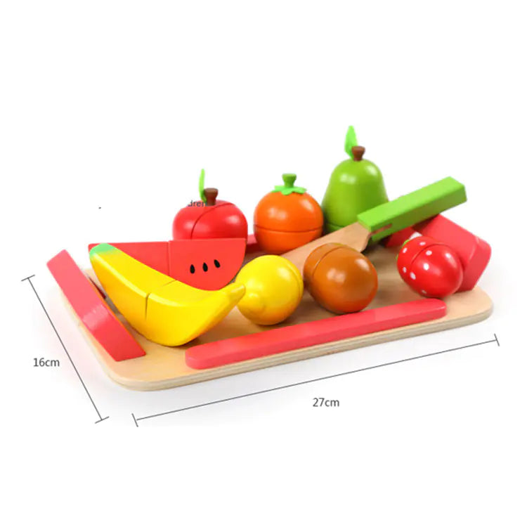 Wooden Toy Fruit Cutting Set for Kids with Box