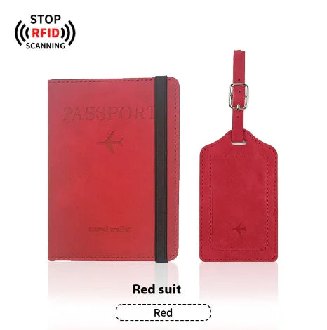 PU Leather Passport Cover & Luggage Tag Set