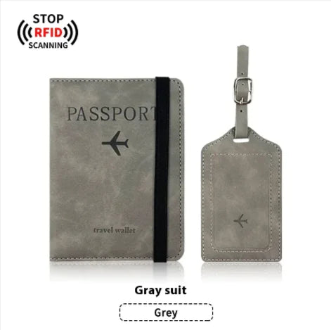 PU Leather Passport Cover & Luggage Tag Set