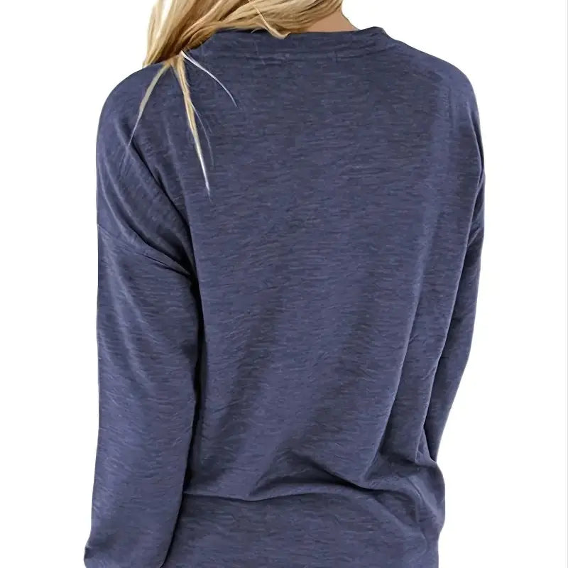 Women's Happy Camper Print Long Sleeve Pullover T-Shirt