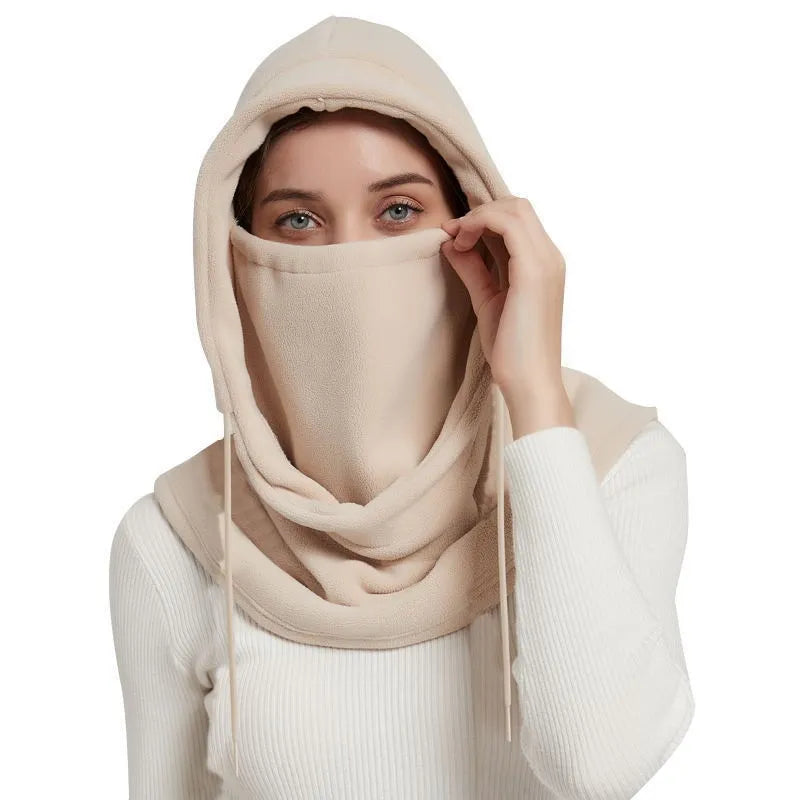 Women's Winter Scarf Mask with Integrated Hoodie