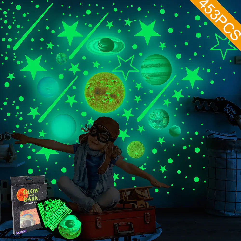 Glow-in-the-Dark Solar System Wall Stickers for Kids