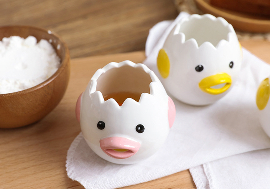 Ceramic Egg White Separator - Easy Clean Cartoon Design