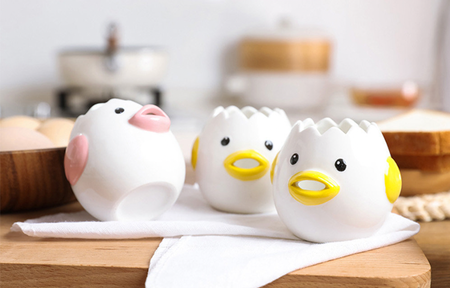 Ceramic Egg White Separator - Easy Clean Cartoon Design