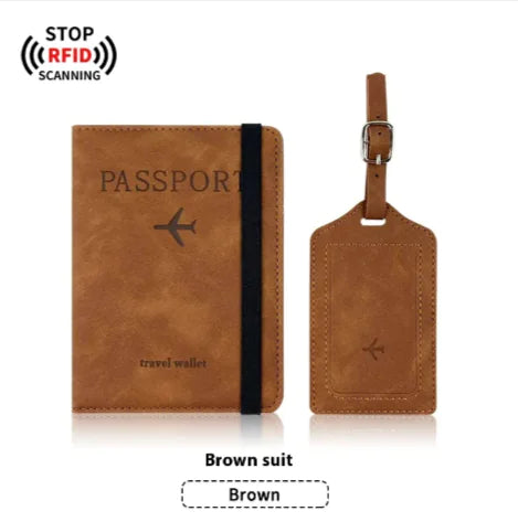PU Leather Passport Cover & Luggage Tag Set