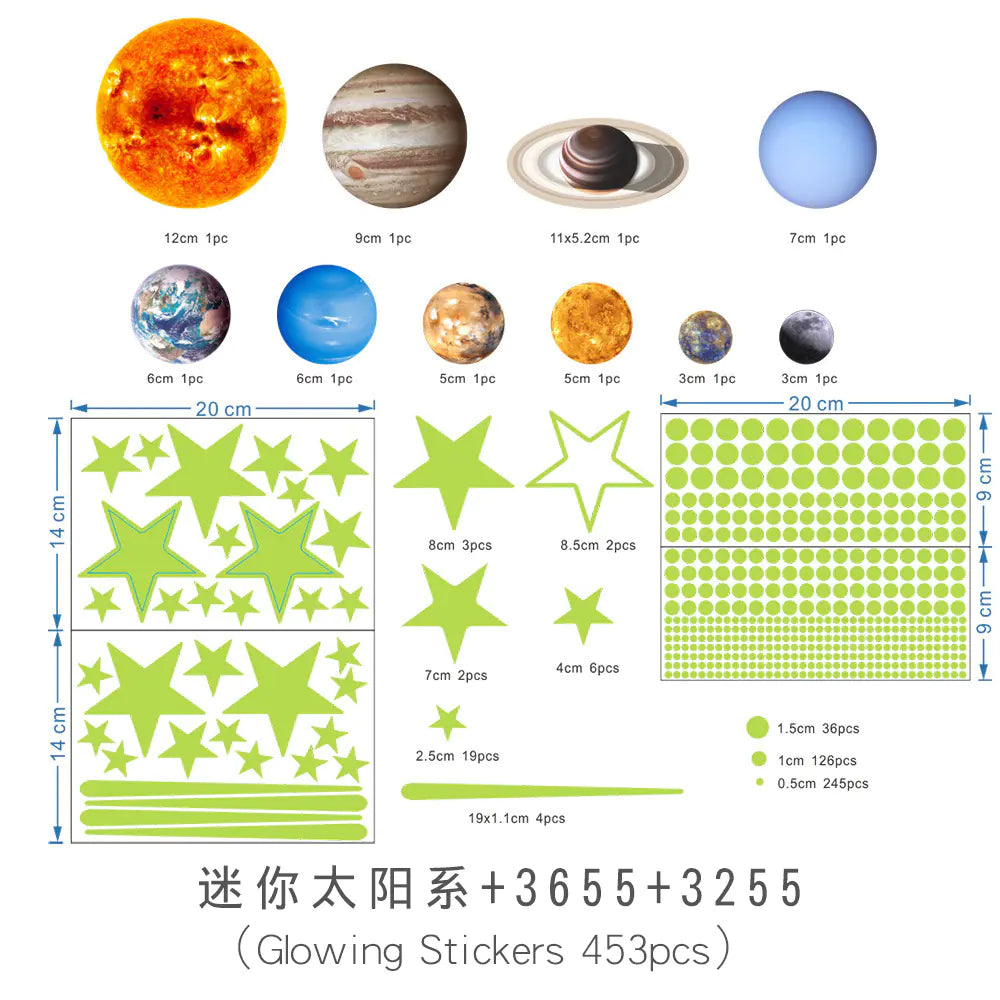 Glow-in-the-Dark Solar System Wall Stickers for Kids