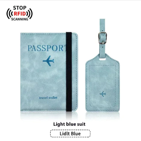 PU Leather Passport Cover & Luggage Tag Set