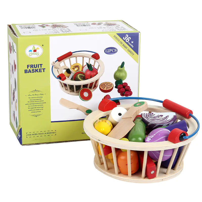 Wooden Magnetic Fruit and Vegetable Cutting Toy for Kids