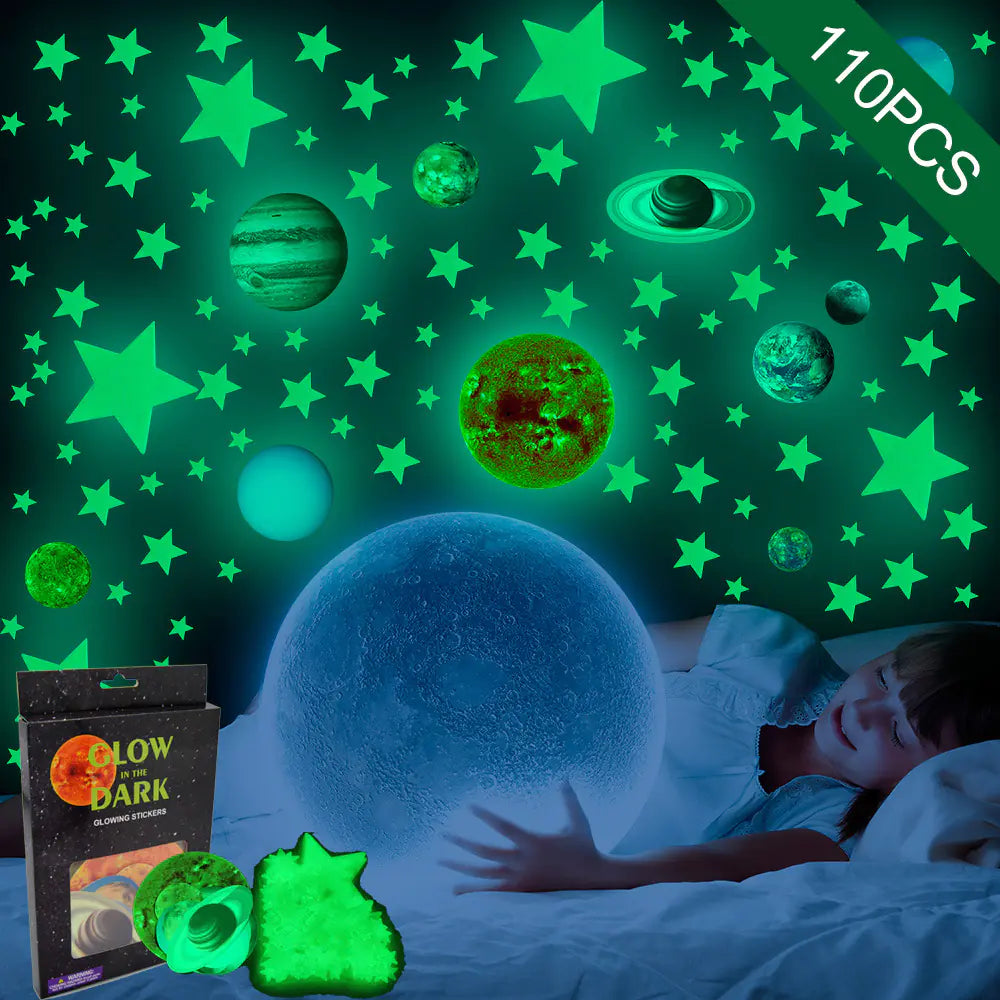 Glow-in-the-Dark Solar System Wall Stickers for Kids