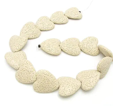 Colorful Heart-Shaped Volcanic Rock Bracelet