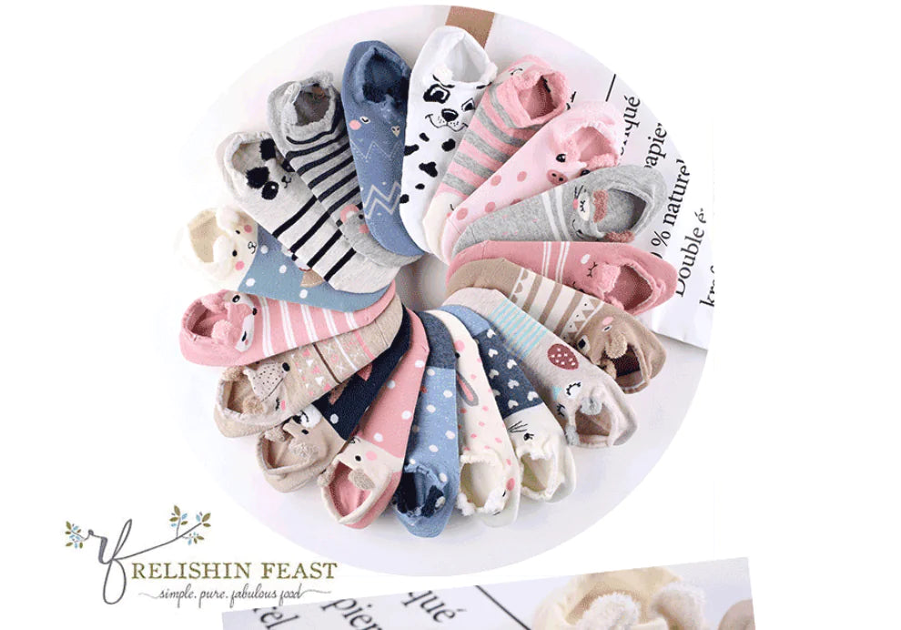 Animal Plush Cotton Socks for Women