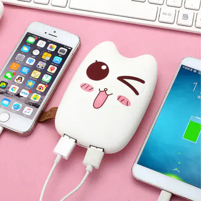 Cute Chibi Cat Portable Charger, Mini Power Bank