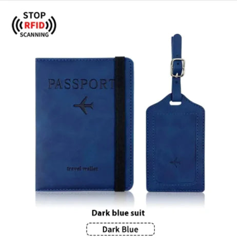 PU Leather Passport Cover & Luggage Tag Set