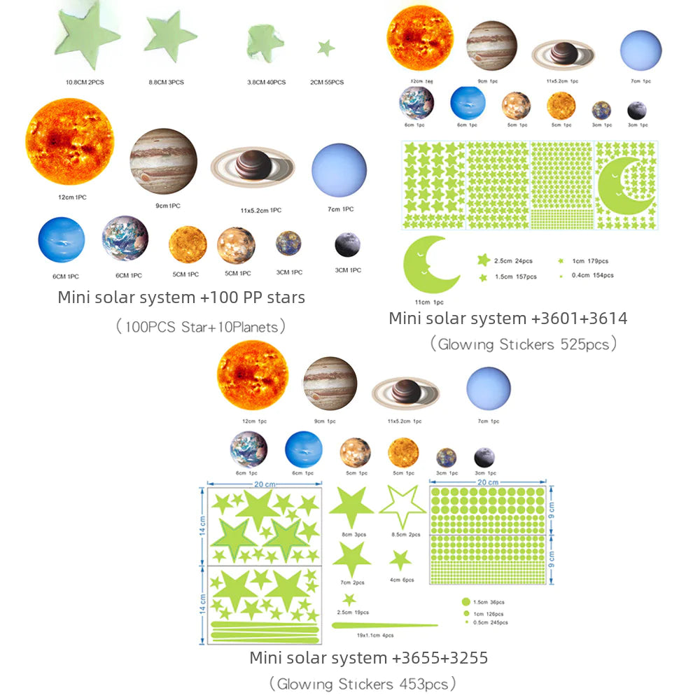 Glow-in-the-Dark Solar System Wall Stickers for Kids