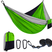 Wide Double Hammock with Parachute Fabric and Mesh