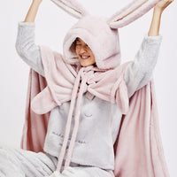 Cute Thick Rabbit Cape Shawl Blanket, Rabbit Fleece Blanket