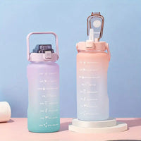 Motivational 2L Water Bottle with Straw and Time Markings