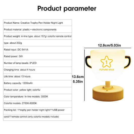 USB Rechargeable LED Trophy Pen Lamp for Desk