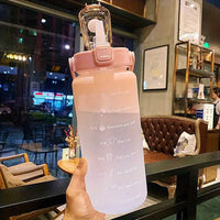 Motivational 2L Water Bottle with Straw and Time Markings