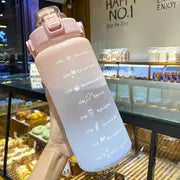 Motivational 2L Water Bottle with Straw and Time Markings