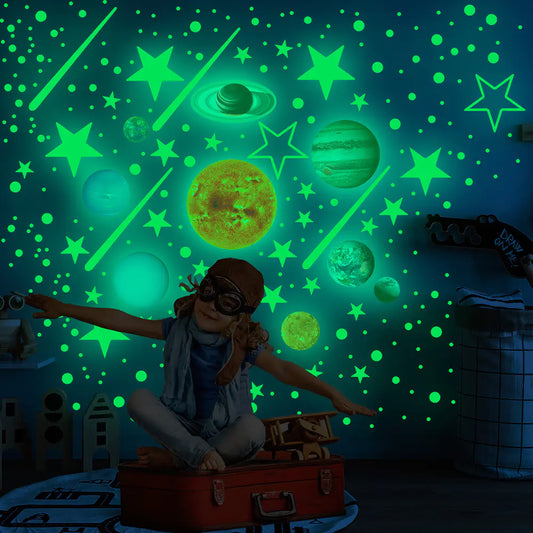 Glow-in-the-Dark Solar System Wall Stickers for Kids