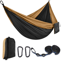 Wide Double Hammock with Parachute Fabric and Mesh