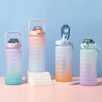 Motivational 2L Water Bottle with Straw and Time Markings