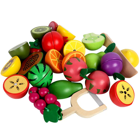 Wooden Magnetic Fruit and Vegetable Cutting Toy for Kids