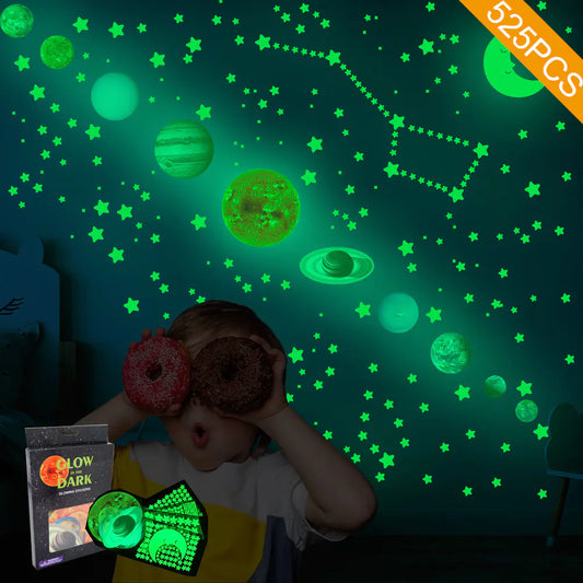 Glow-in-the-Dark Solar System Wall Stickers for Kids