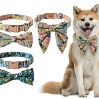 Floral Cotton Dog Collar with Rose Buckle