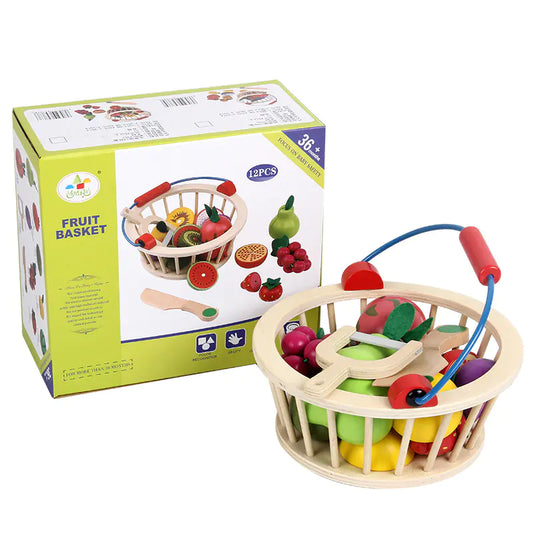 Wooden Magnetic Fruit and Vegetable Cutting Toy for Kids