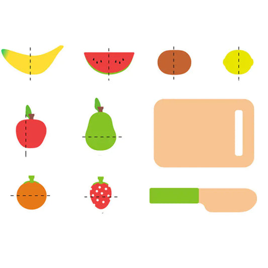 Wooden Toy Fruit Cutting Set for Kids with Box